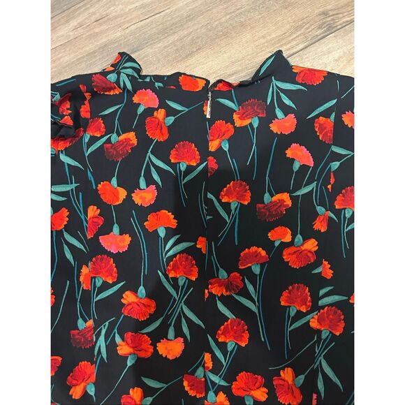 Karl Lagerfeld Black and Red Floral Midi Dress - Picture 6 of 7